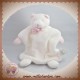 JACADI DOUDOU OURS BLANC PLAT STYLE NOEUD ROSE SOS