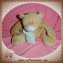 JOLLYBABY SOS DOUDOU OURS RICKY BEIGE ECHARPE BLEU 24 CM