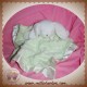 BLANKETS SOS DOUDOU LAPIN PLAT VERT SATIN ECRU SOS