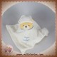 DOUDOU ET COMPAGNIE OURS PLAT COL BLANC BONNET BRODERIE BLEU