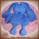 NATTOU DOUDOU LAPIN BLEU FONCE QUASI PLAT NOEUD SOS