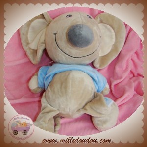 TIAMO TI AMO SOS DOUDOU SOURIS TAUPE PULL BLEU JAMBES 35 CM