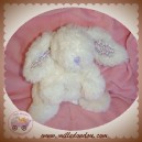 JACADI DOUDOU LAPIN ALLONGE BLANC VIOLET FLEUR SOS