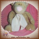 JOLLYBABY DOUDOU OURS RICKY BEIGE ECHARPE ROSE 30 CM SOS