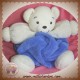 KALOO SOS DOUDOU OURS BLANC BOULE PLUME BLEU