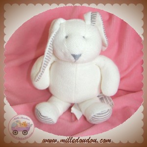 ZARA HOME SOS DOUDOU LAPIN BLANC RAYE GRIS