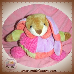 MAXITA DOUDOU LAPIN MARRON BOULE ROSE VERT SOS