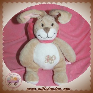 NOUKIE'S DOUDOU LAPIN OSCARINE BINZ BEIGE ROSE 22 cm SOS