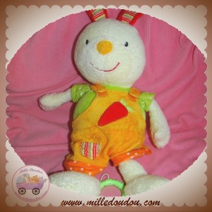 BABYSUN SOS DOUDOU LAPIN ECRU SALOPETTE ORANGE CAROTTE MUSICAL BABY SUN