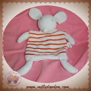 AUCHAN SOS DOUDOU SOURIS MARIONNETTE RAYE ORANGE