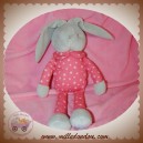 KLORANE DOUDOU LAPIN GRIS CORPS TISSU ROSE ETOILE SOS