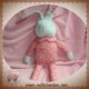 KLORANE DOUDOU LAPIN GRIS CORPS TISSU ROSE ETOILE SOS