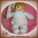 KALOO SOS DOUDOU OURS BEIGE PYJAMA BLANC POCHE COEUR ROSE