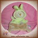 GRAIN DE BLE DOUDOU OURS DEGUISE EN LAPIN VERT BEIGE SOS