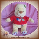 DISNEY DOUDOU OURS WINNIE L'OURSON JAUNE PULL ROUGE POOH SOS