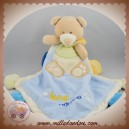 BABYNAT BABY NAT DOUDOU SUPER OURS BEIGE MOUCHOIR PLAT BLEU SOS