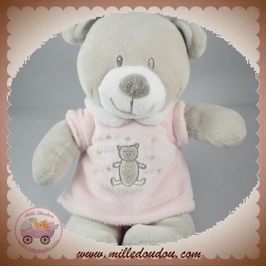 VETIR SOS DOUDOU OURS GRIS HABIT ROSE ETOILES