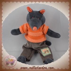 MOULIN ROTY DOUDOU LOUP NOIR PULL ORANGE PANTALON SOS