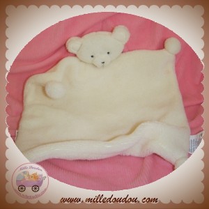 VERTBAUDET DOUDOU OURS PLAT BLANC PLUME SOS