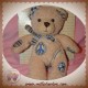 HISTOIRE D'OURS SOS DOUDOU OURS BEIGE PEACE HIPPIE BLEU FLEUR