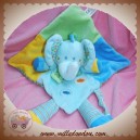 VETIR DOUDOU ELEPHANT PLAT BLEU VERT JAUNE NICOTOY SOS