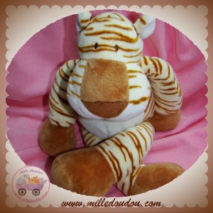 NICOTOY DOUDOU LEOPARD TIGRE RAYE MARRON BEIGE 40 CM SOS