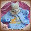 DISNEY DOUDOU WINNIE L'OURSON OURS ECRU MOUCHOIR BLEU SATINEE TIGROU