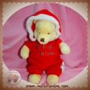 DISNEY DOUDOU OURS WINNIE L'OURSON JAUNE HABIT ROUGE 1ER CHRISTMAS SOS