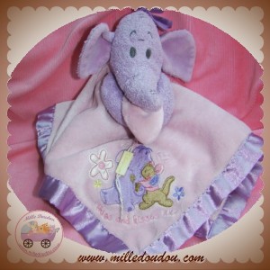 DISNEY SOS DOUDOU ELEPHANT PLAT MOUCHOIR VIOLET ROSE SATINEE