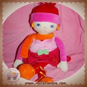 COROLLE SOS DOUDOU POUPEE  ROBE ROSE ROUGE NOEUD VERT