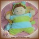 NICOTOY DOUDOU GARCON QUASI PLAT VERT BLEU PAPILLON SOS