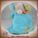 MOTS D'ENFANTS DOUDOU ELEPHANT PLAT BLEU VERT SOS