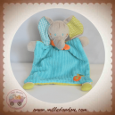 MOTS D'ENFANTS DOUDOU ELEPHANT PLAT BLEU VERT SOS