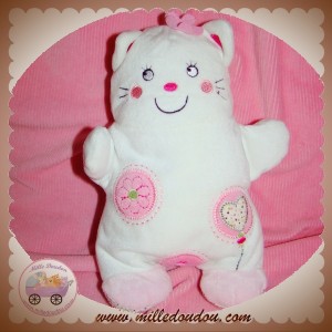 NICOTOY DOUDOU CHAT OURS BLANC ROSE FLEUR COEUR SOS