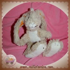 DIVERS SOS DOUDOU LAPIN BOUCLETTE ECRU BLANC ORANGE NOEUD