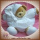 KALOO SOS DOUDOU OURS BLANC VELOURS DRAGEE BONNET 30 CM