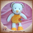 NICOTOY DOUDOU OURS BLANC CORPS ORANGE SOS