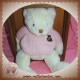 HISTOIRE D'OURS DOUDOU OURS BOUCLETTE BLANC PULL ROSE SOS