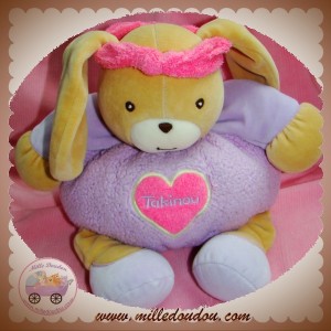 TAKINOU SOS DOUDOU LAPIN BEIGE BOULE VIOLET ROSE COEUR