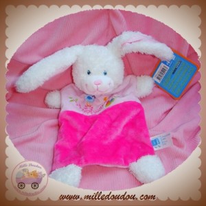 TEX DOUDOU LAPIN BOUCLETTE BLANC PLAT ROSE OISEAU SOS