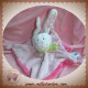 TEX DOUDOU LAPIN BLANC PLAT ROSE OISEAU ECHARPE SOS