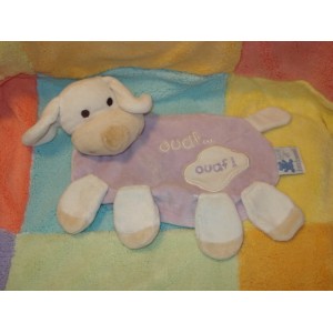 CMP SOS DOUDOU CHIEN BLANC ET MAUVE PLAT PIEDS BRUIT