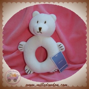 JACADI DOUDOU OURS BLANC HOCHET SOS