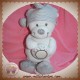 MOTS D'ENFANTS DOUDOU OURS MUSICAL BLANC GRIS ETOILES SOS