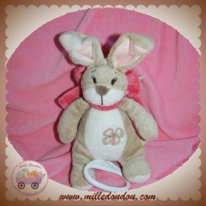 NOUKIE'S DOUDOU LAPIN OSCARINE BINZ BEIGE ROSE TREFLE MUSICAL SOS