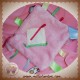 SOS DOUDOU MOUCHOIR PLAT ROSE ETIQUETTES FLEURS