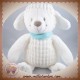 NICOTOY DOUDOU LAPIN CHIEN BLANC FOULARD BLEU SOS