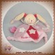 DOUDOU ET COMPAGNIE SOS LAPIN ECRU FLUORESCENT PLAT ROSE ETOILE HIBOU