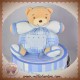 KALOO DOUDOU OURS BEIGE BOULE BLEU CARREAUX SOS