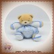 KALOO DOUDOU OURS BEIGE BOULE BLEU CARREAUX SOS